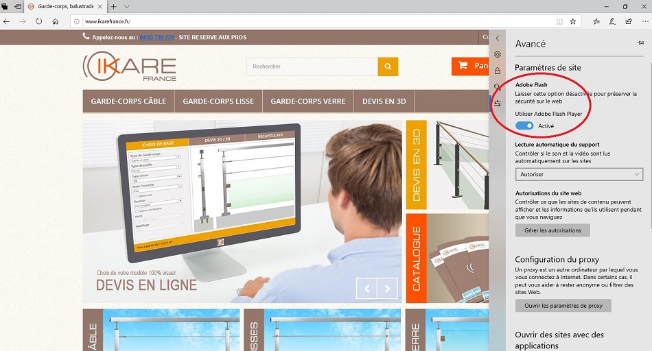 Activer Flash sur Internet Explorer, troisième étape