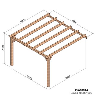 Pergola adossée bois lamellé-collé Sevilla