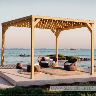 Pergola bois autoportée avec toit semi ouvert Toulouse