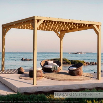 Pergola bois autoportée avec toit semi ouvert Toulouse