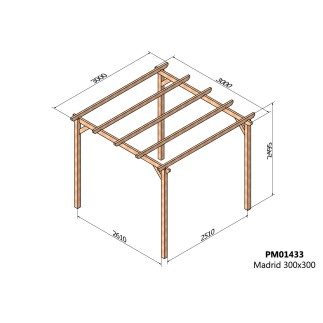Pergola bois massif autoportée Madrid