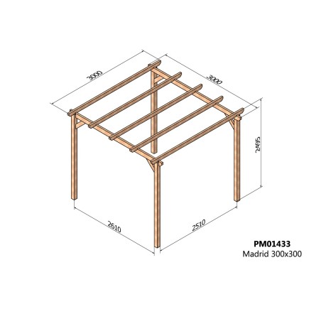 Pergola bois massif autoportée Madrid