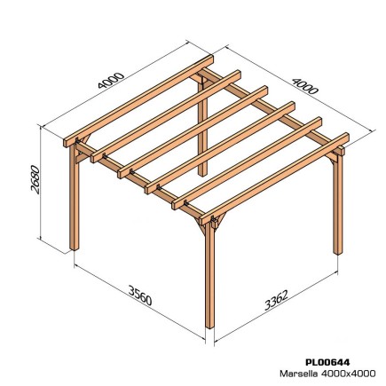 Pergola bois lamellé-collé autoportée Marsella