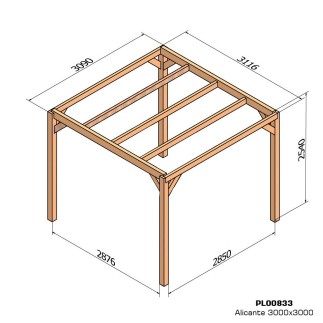 Pergola bois lamellé-collé autoportée Alicante