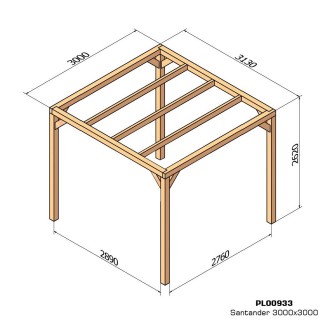 Pergola bois lamellé-collé autoportée Santander