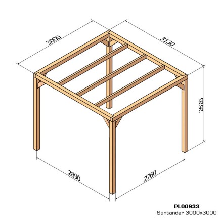 Pergola bois lamellé-collé autoportée Santander