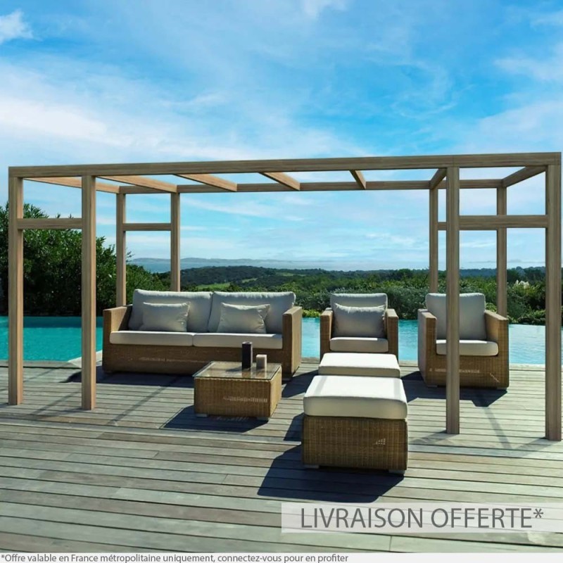 Pergola bois lamellé-collé autoportée Granada