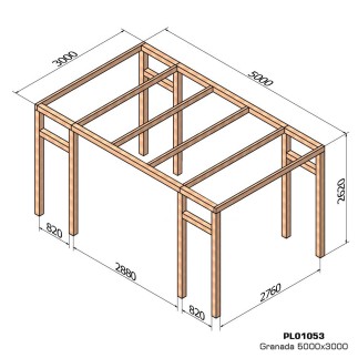 Pergola bois lamellé-collé autoportée Granada