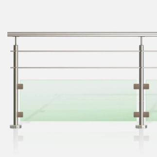Garde-corps inox 2 lisses et verre
