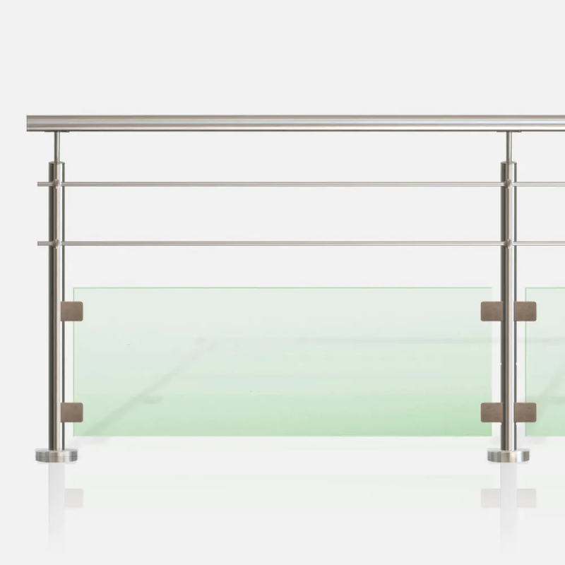 Garde-corps inox 2 lisses et verre