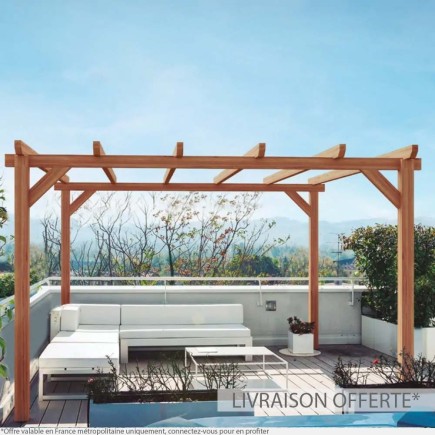 Pergola bois lamellé-collé autoportée Sitges