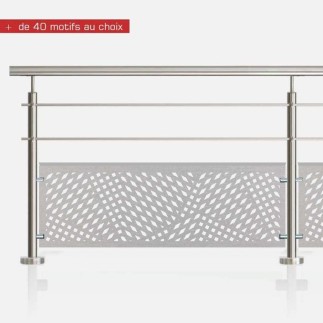 Garde-corps inox 2 lisses et tôle