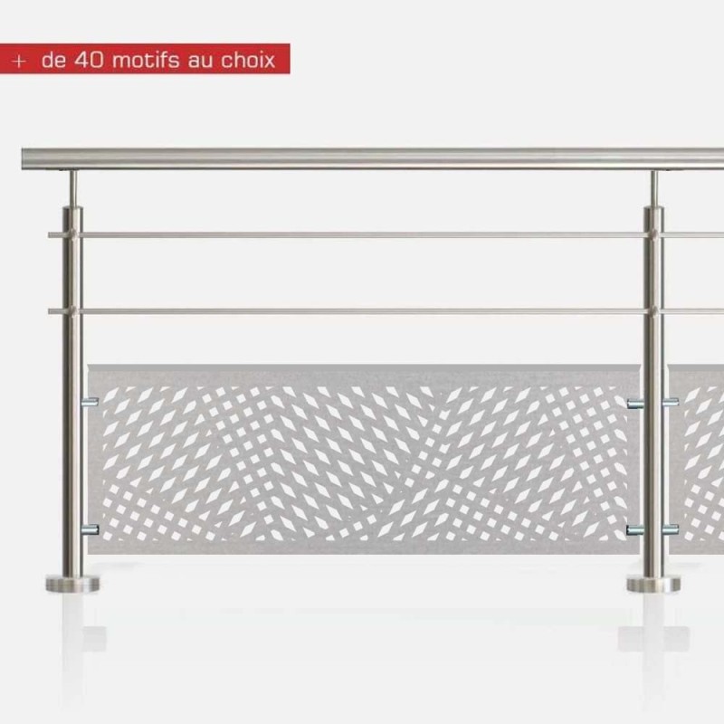Garde-corps inox 2 lisses et tôle