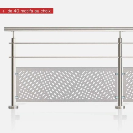 Garde-corps inox 2 lisses et tôle
