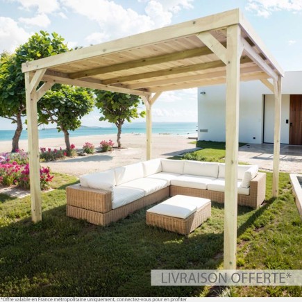Pergola en bois massif avec toit Dijon