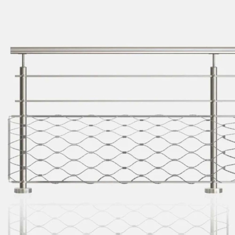 Garde-corps inox 2 lisses et filet