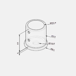 Douille de sol inox à fixation central pour tube 42,4x2mm