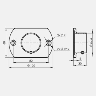 Platine murale rectangle inox