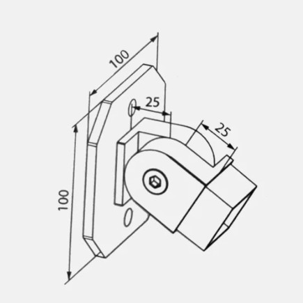 Platine murale orientable pour tube carré