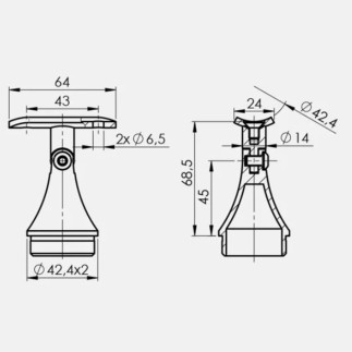 Support de main courante inclinable trompette