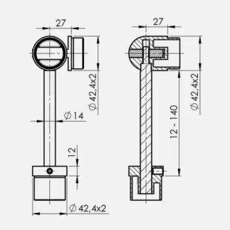 Support de main courante orientable droite et gauche réglable