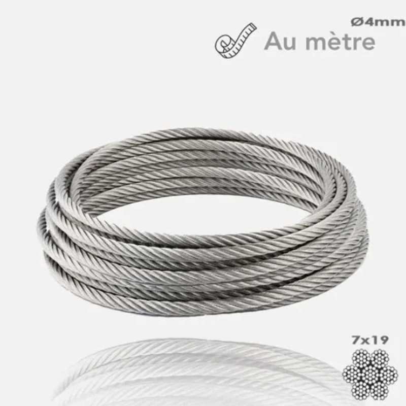 Câble inox Ø4mm au mètre