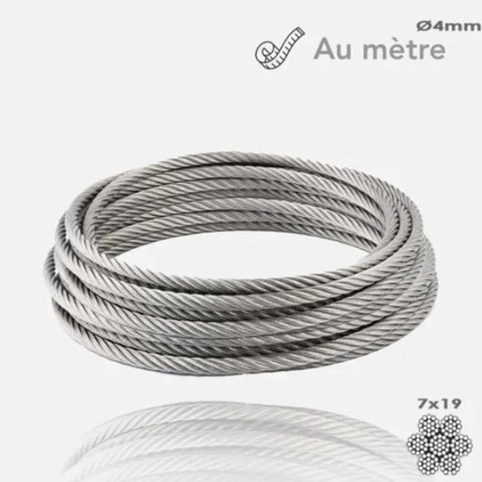Câble inox Ø4mm au mètre