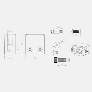 Pince à verre carrée 45x45mm plate