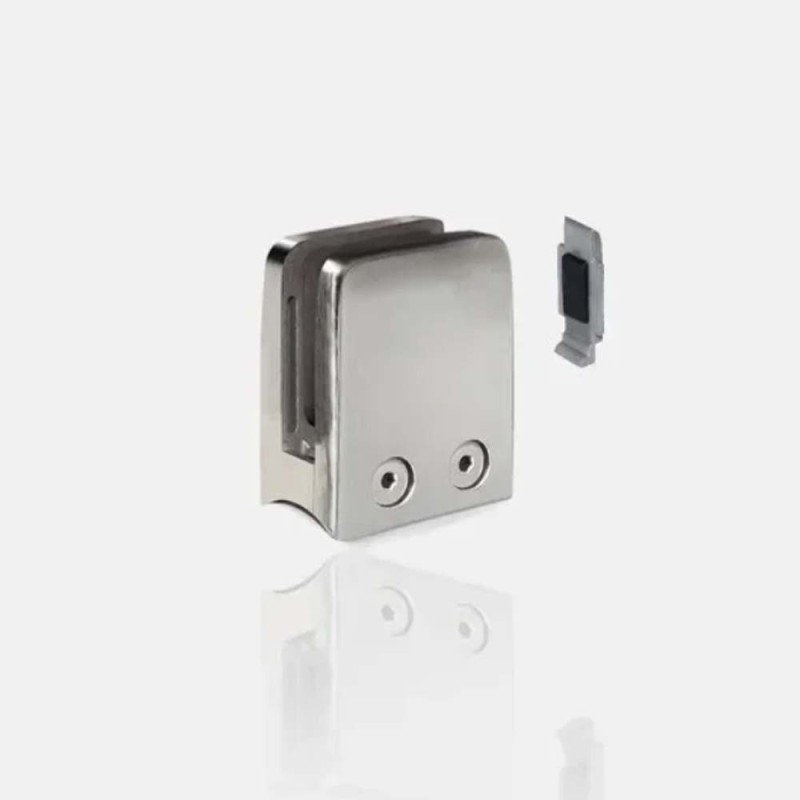 Pince à verre 52x52mm avec support bas pour poteau Ø42,4mm