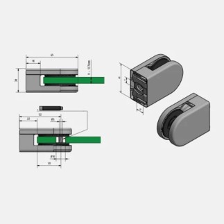 Pince à verre technique réglable poteau pour verre 44/2 à 66/2