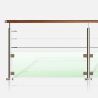 Garde-corps inox 3 câbles et verre