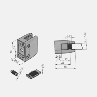 Pince à verre murale pour verre 88/2 ou 88/4 (16.76 ou 17.52mm)