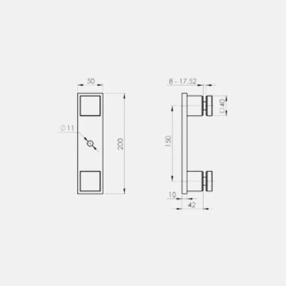Plot carré 40mm double fixation à l'anglaise