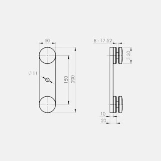 Plot rond 50mm sur platine double fixation à l'anglaise