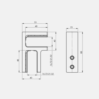 Connecteur d'alignement angle 90° pour verre 16,76 à 21,52mm