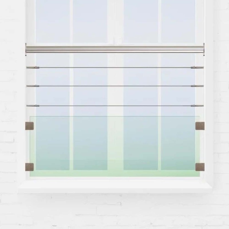 Garde-corps fenêtre câbles et verre