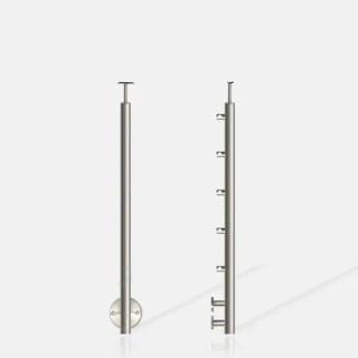 Poteau rond 5 lisses fixation latérale à l'anglaise
