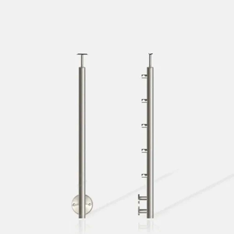 Poteau rond 5 lisses fixation latérale à l'anglaise
