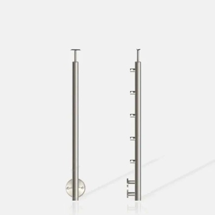 Poteau rond 5 lisses fixation latérale à l'anglaise