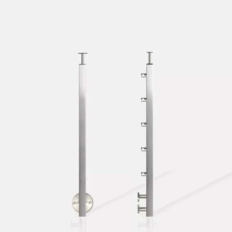 Poteau carré 5 lisses fixation latérale à l'anglaise