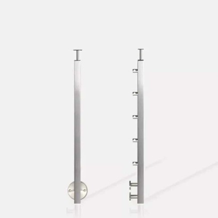 Poteau carré 5 lisses fixation latérale à l'anglaise