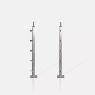 Poteau carré 5 lisses fixation au sol