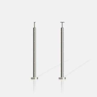 Poteau rond 5 câbles fixation au sol