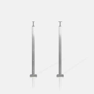 Poteau carré 5 câbles fixation au sol