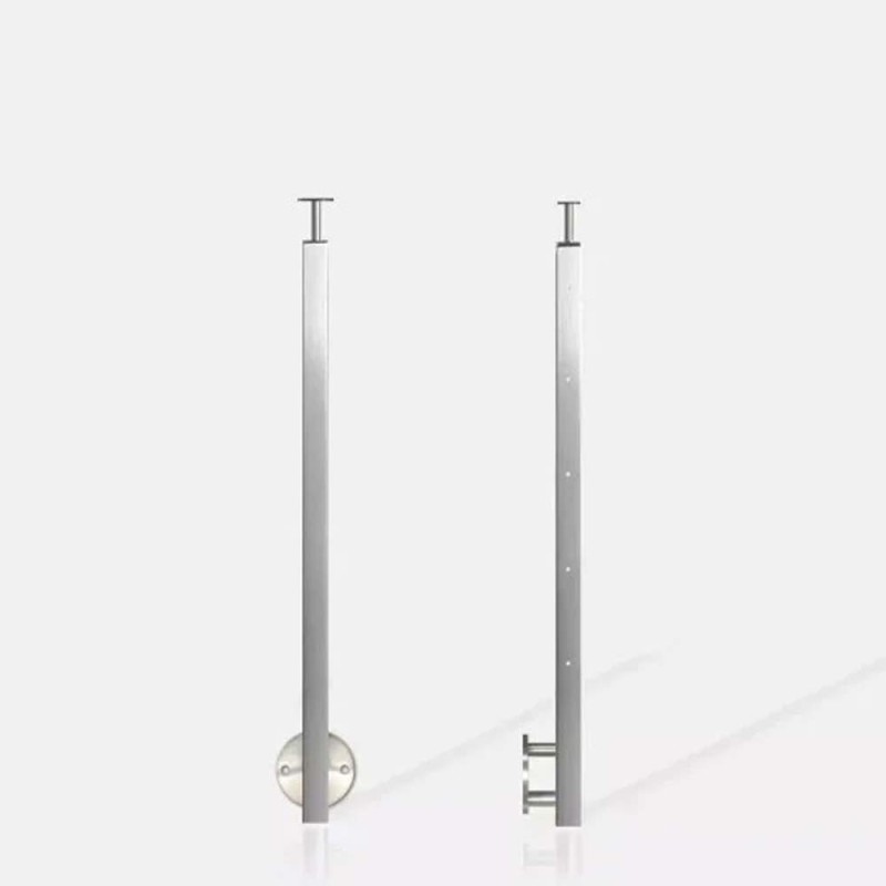 Poteau carré 5 câbles fixation latérale à l'anglaise