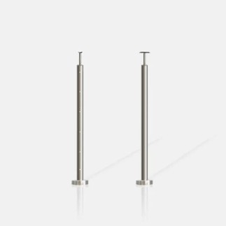 Poteau rond 6 câbles fixation au sol