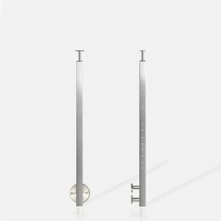 Poteau carré 11 câbles fixation latérale