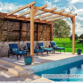Pergola adossée bois lamellé-collé Andora