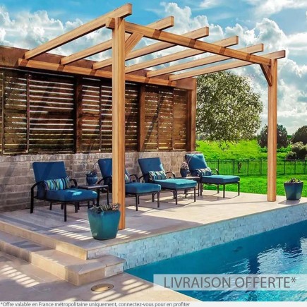 Pergola adossée bois lamellé-collé Andora
