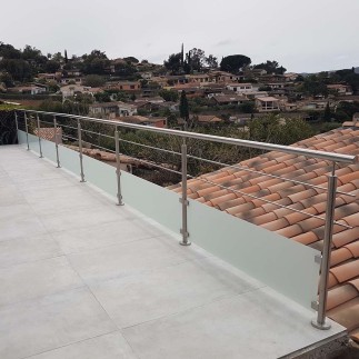 Garde-corps inox 2 lisses et verre